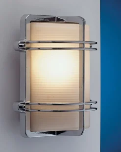 LED Außenwandleuchte Chrom Maritim IP54 Eingang