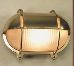 LED Außenwandleuchte Schiffslampe Messing Glas IP54