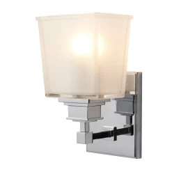 LED Badezimmer Lampe IP44 Chrom Weiß Glas Schirm