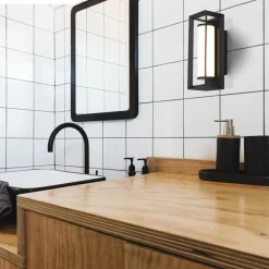 LED Badlampe Wand IP44 Schwarz Weiß H: 20 cm blendarm