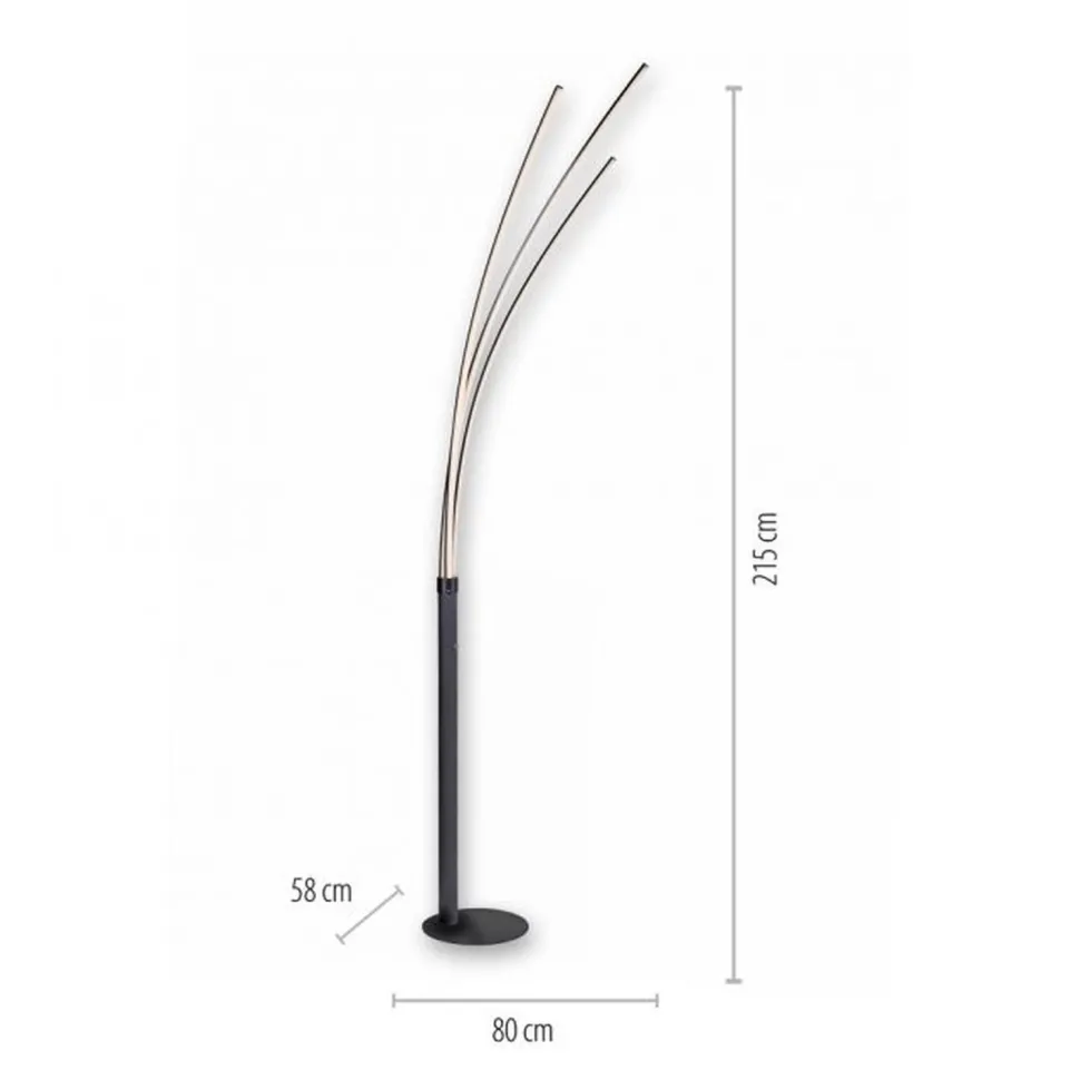 LED Bogenleuchte Schwarz Metall 6 W 733 lm 215 cm XXL