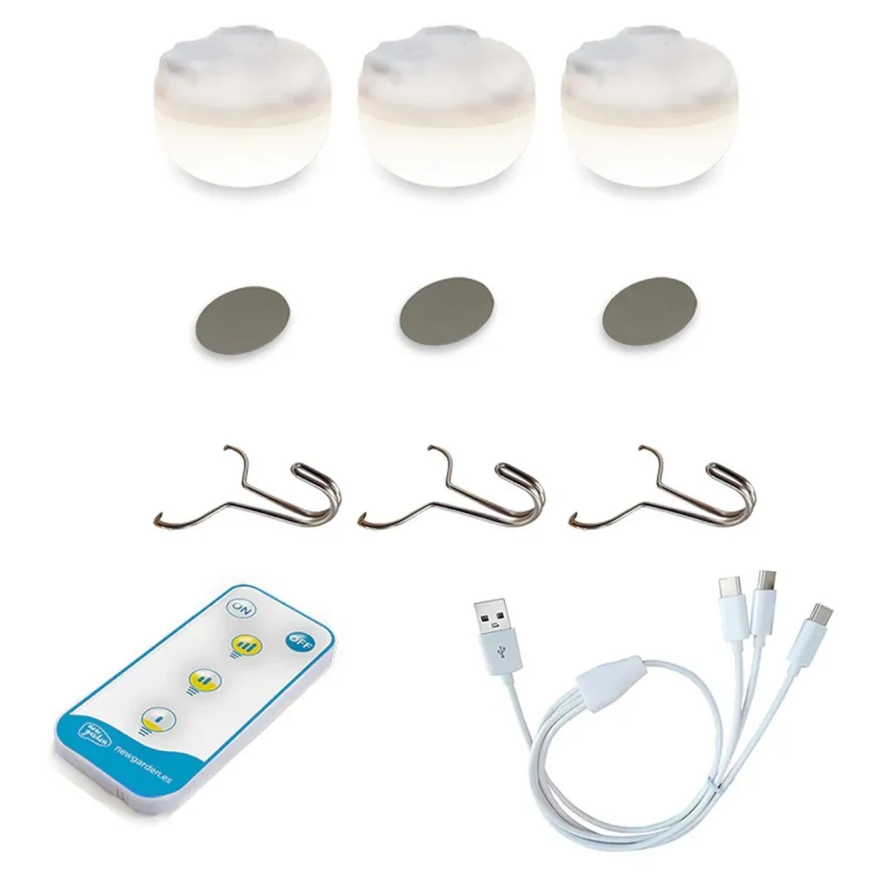 LED Campingleuchte 3er Set Akku Haken Magnet dimmbar IP54 CHERRY