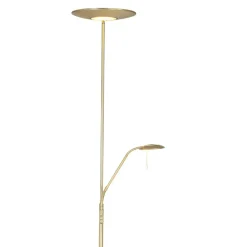 LED Deckenfluter mit Lesearm in Messing 185 cm dimmbar