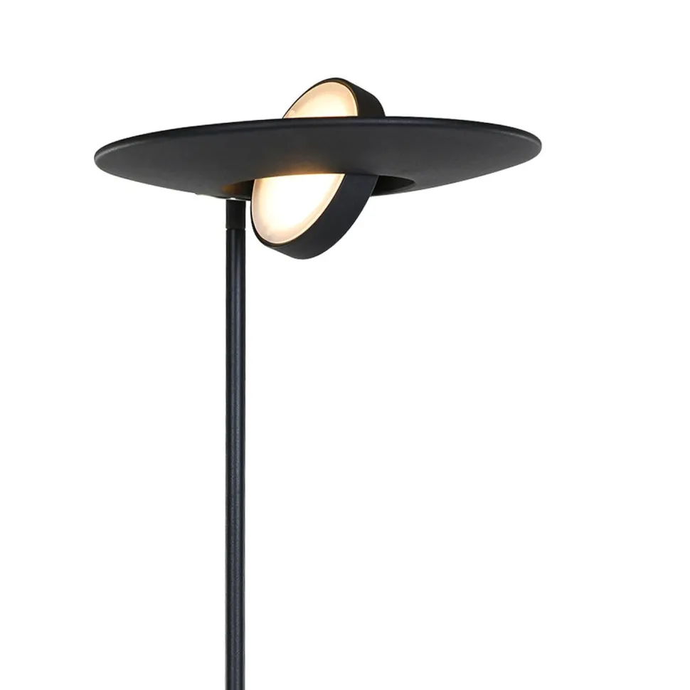 LED Deckenfluter mit Lesearm in Schwarz 185 cm dimmbar