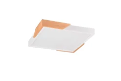 LED Deckenlampe Holz 3000 K B:31,5 cm Weiß Natur eckig