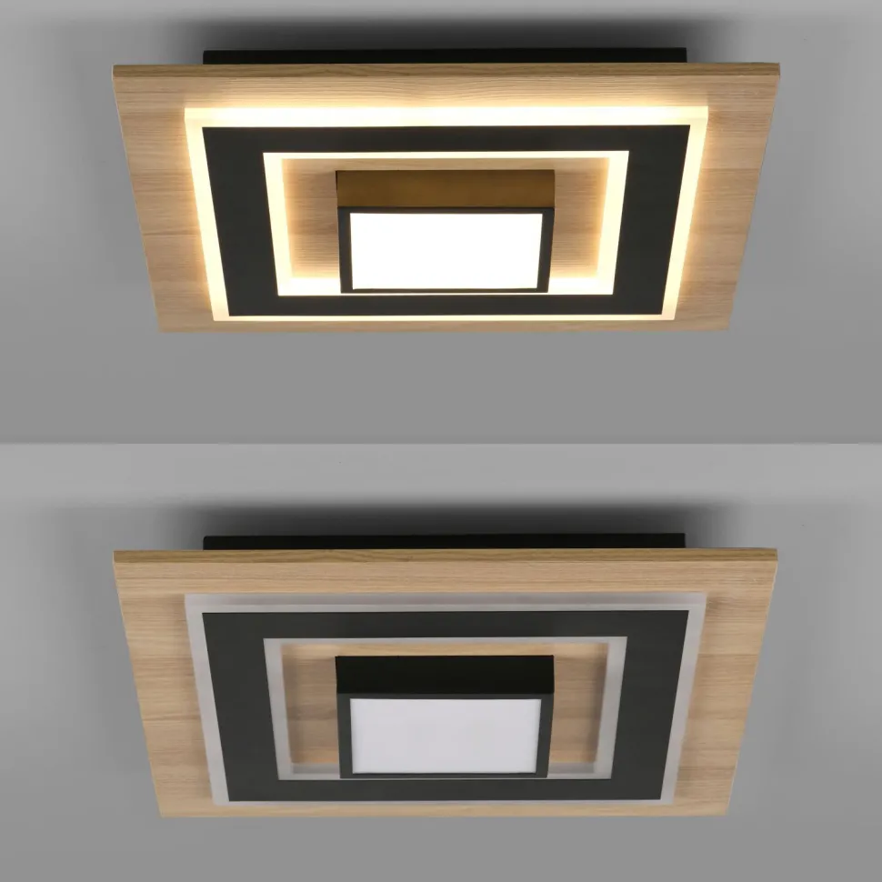 LED Deckenlampe Holz Metall 2150 lm wohnlich blendarm