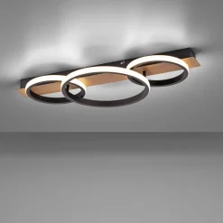 LED Deckenlampe Holz Metall Natur Schwarz 68 cm 3000 K