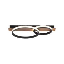 LED Deckenlampe Holz Metall Natur Schwarz 53 cm 3200 lm