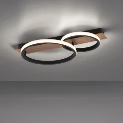 LED Deckenlampe Holz Metall Natur Schwarz 53 cm 3200 lm