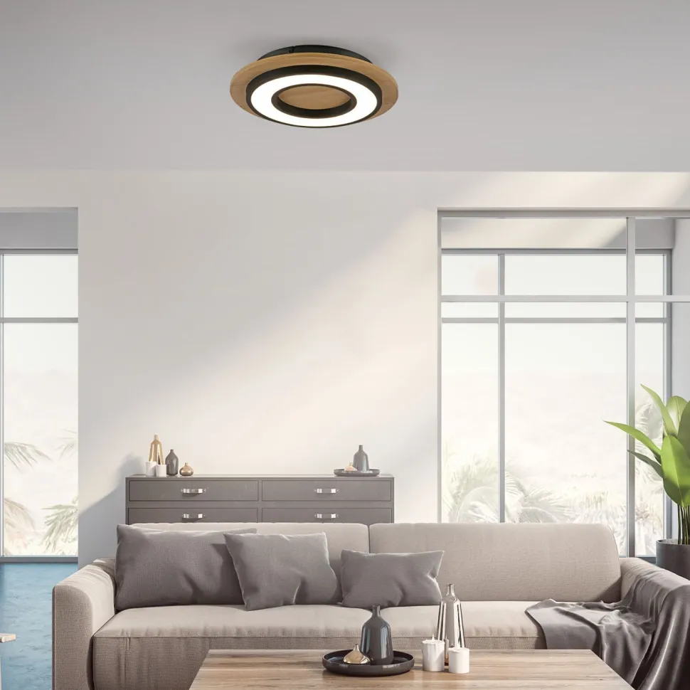 LED Deckenlampe Holz Metall 3000 K wohnlich blendarm