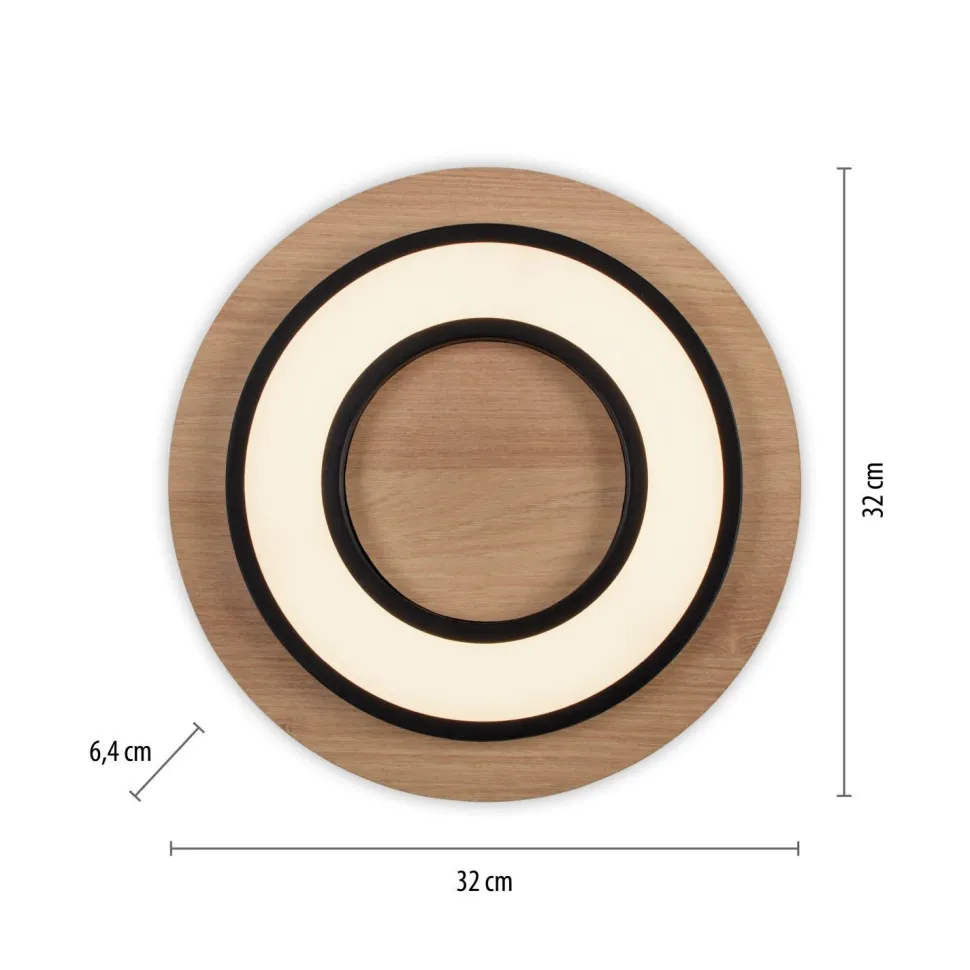 LED Deckenlampe Holz Metall 3000 K wohnlich blendarm
