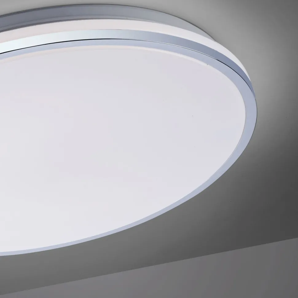 LED Deckenlampe in Chrom IP44 Ø49 cm 2500 lm blendarm