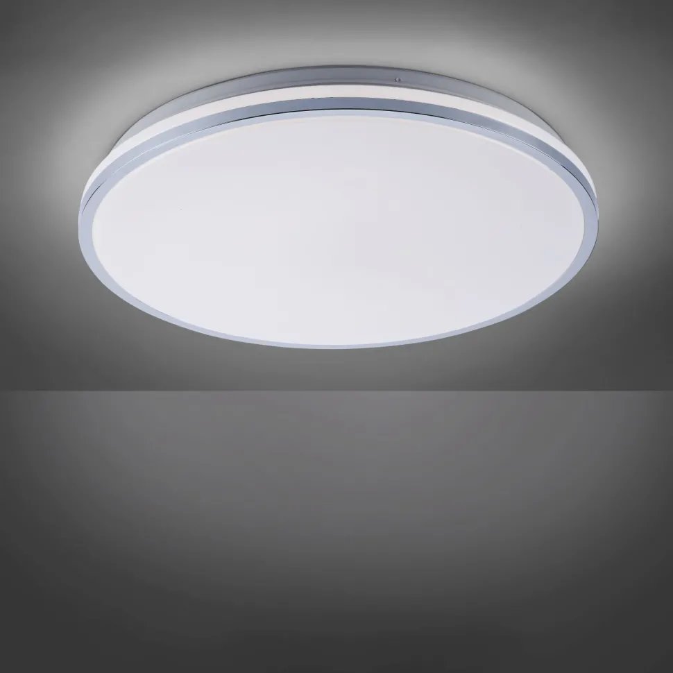 LED Deckenlampe in Chrom IP44 Ø49 cm 2500 lm blendarm