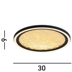 LED Deckenlampe in Schwarz Gold Metall 21 W Ø30 cm rund
