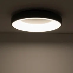 LED Deckenlampe Metall Ø48 cm Schwarz blendarm wohnlich