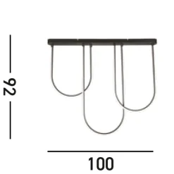 LED Deckenlampe Metall Bögen Modern 110 cm 35 W Schwarz