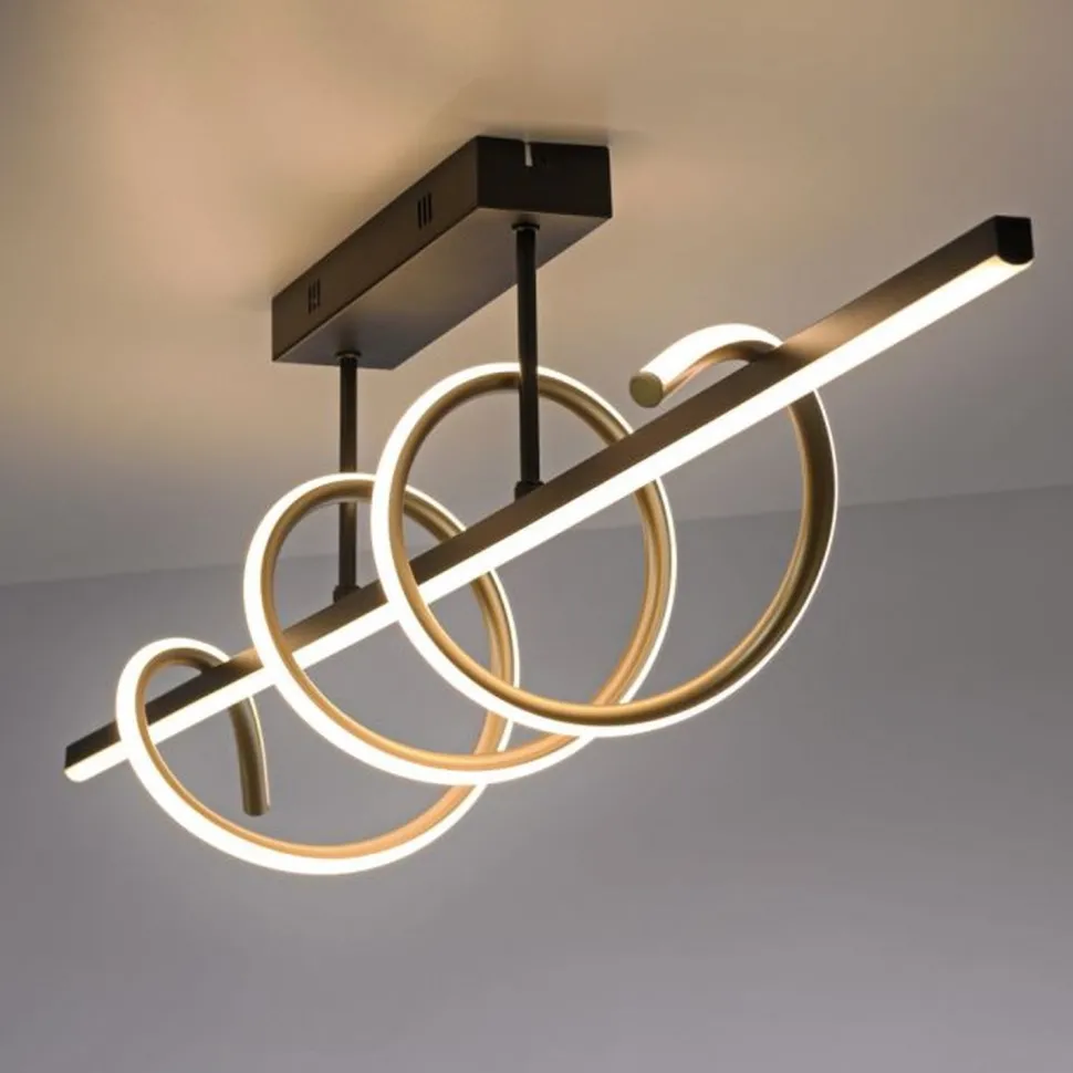 LED Deckenlampe Metall dimmbar 3000 K Schwarz Messing