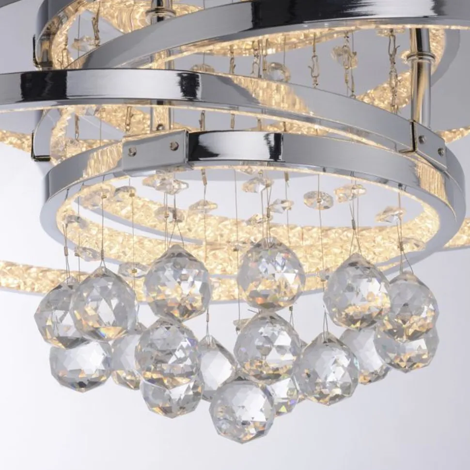 LED Deckenlampe mit Kristallanhänger in Chrom warmweiß