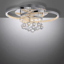 LED Deckenlampe mit Kristallanhänger in Chrom warmweiß