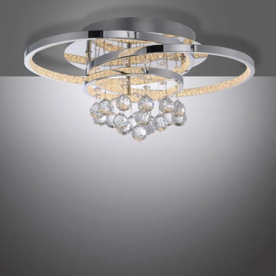 LED Deckenlampe mit Kristallanhänger in Chrom warmweiß