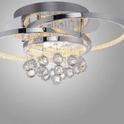 LED Deckenlampe mit Kristallanhänger in Chrom warmweiß