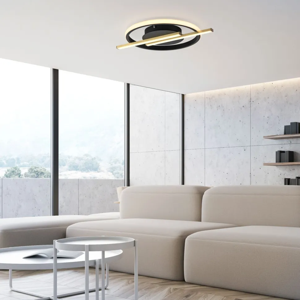 LED Deckenlampe Modern Schwarz Messing 3000 K dimmbar