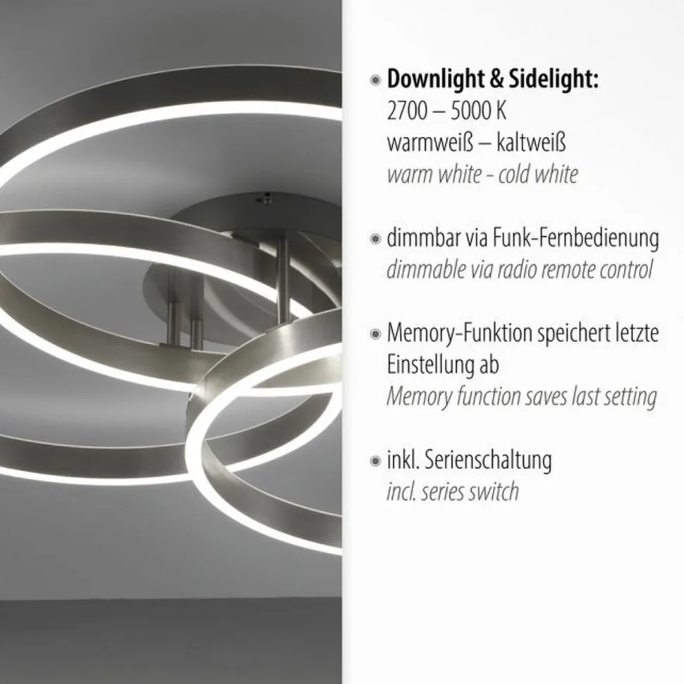 LED Deckenlampe Ringe Fernbedienung L:75 cm dimmbar