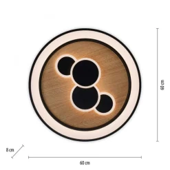 LED Deckenlampe rund Holz Schwarz Serienschalter 3000 K