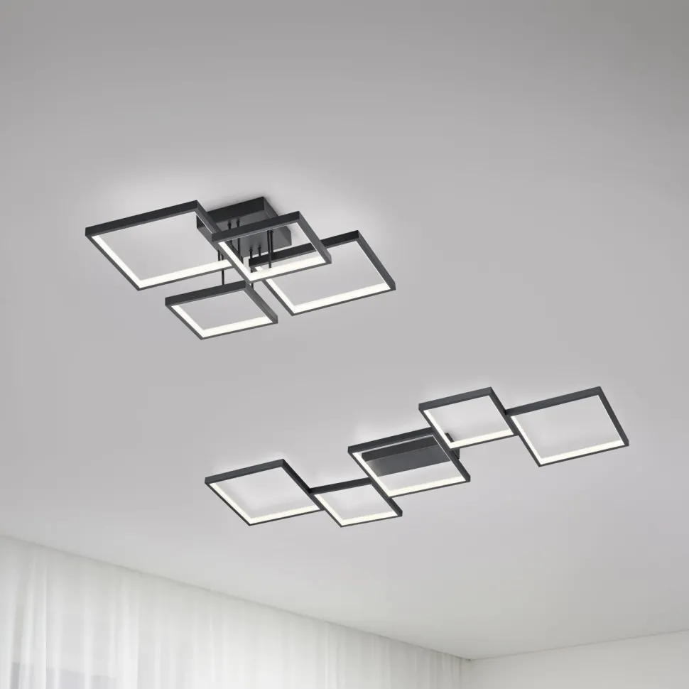 LED Deckenlampe Schwarz Metall B:52,5 cm 24 W dimmbar