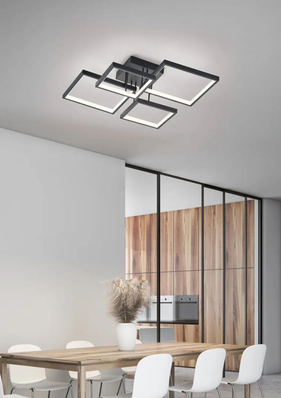 LED Deckenlampe Schwarz Metall B:52,5 cm 24 W dimmbar