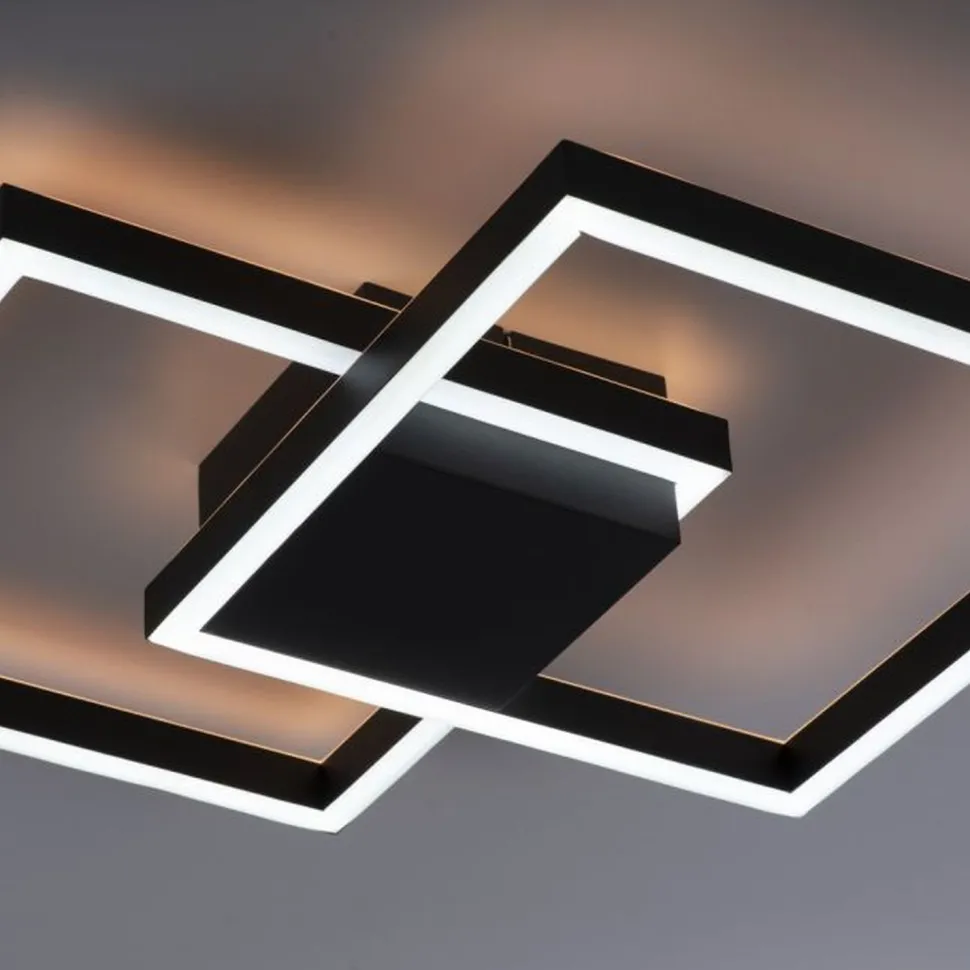 LED Deckenlampe Schwarz Metall 53,5 cm 5000 lm dimmbar