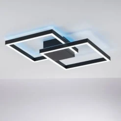 LED Deckenlampe Schwarz Metall 53,5 cm 5000 lm dimmbar