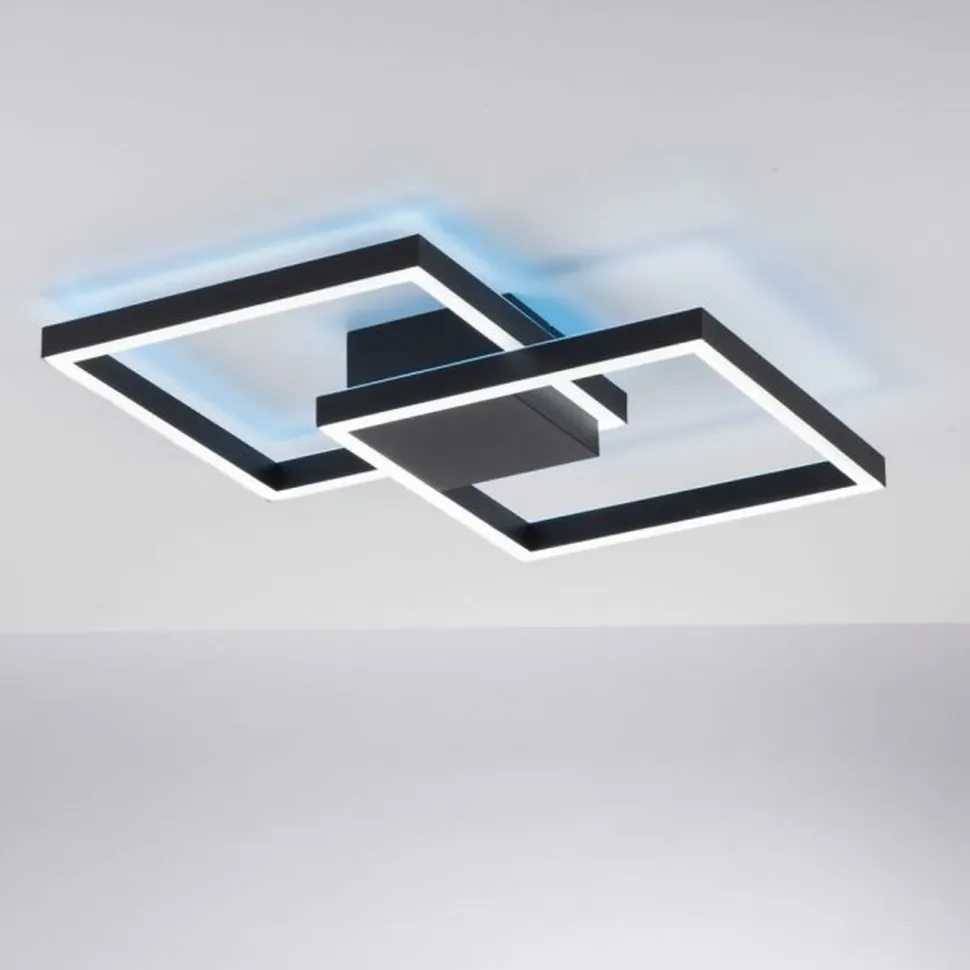 LED Deckenlampe Schwarz Metall 53,5 cm 5000 lm dimmbar