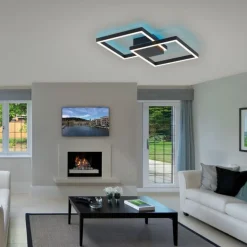 LED Deckenlampe Schwarz Metall 53,5 cm 5000 lm dimmbar