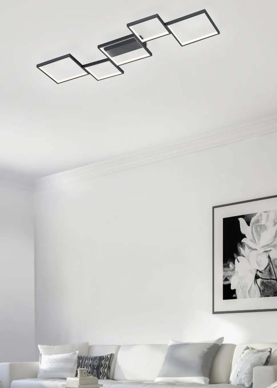 LED Deckenlampe Schwarz Metall L:120,5 cm 34 W dimmbar