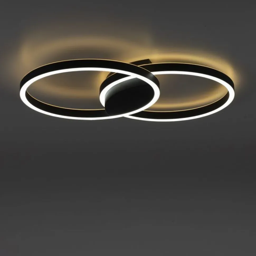 LED Deckenlampe Schwarz Ringe L:74 cm 4900 lm dimmbar