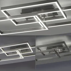 LED Deckenlampe Silber Fernbedienung 82 cm 45 W dimmbar