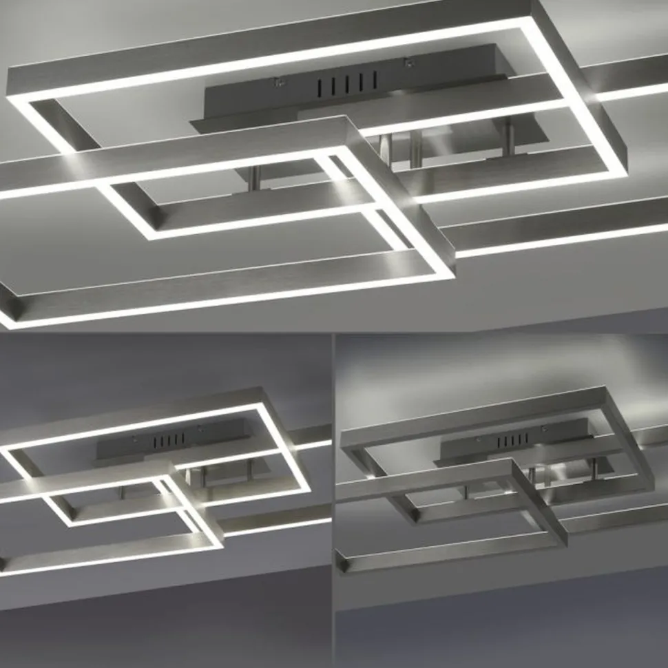 LED Deckenlampe Silber Fernbedienung 82 cm 45 W dimmbar