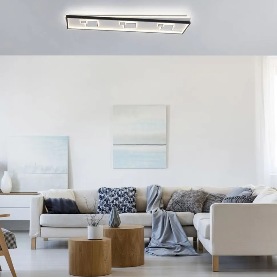 LED Deckenlampe Weiß Schwarz warmweiß 3000 K 97,5 cm