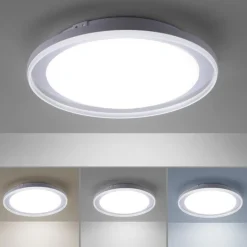 LED Deckenleuchte blendarm IP44 28 W B:45 cm in Chrom