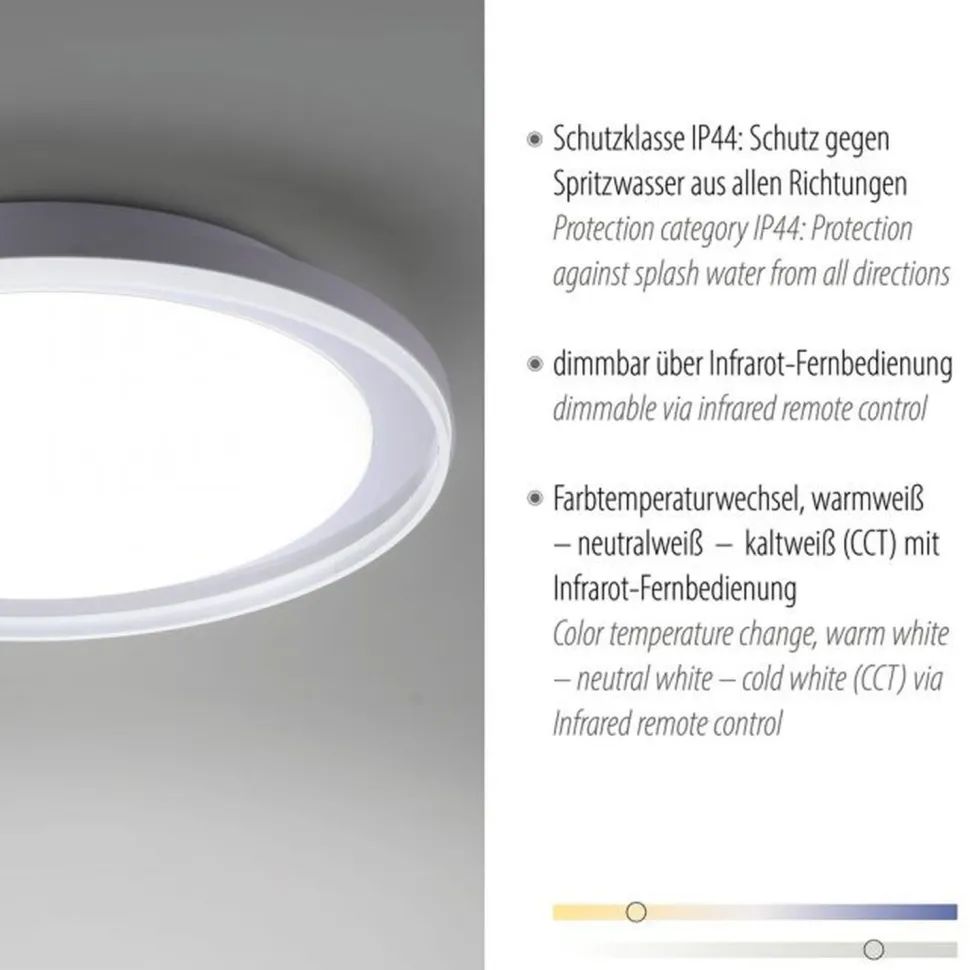 LED Deckenleuchte blendarm IP44 28 W B:45 cm in Chrom