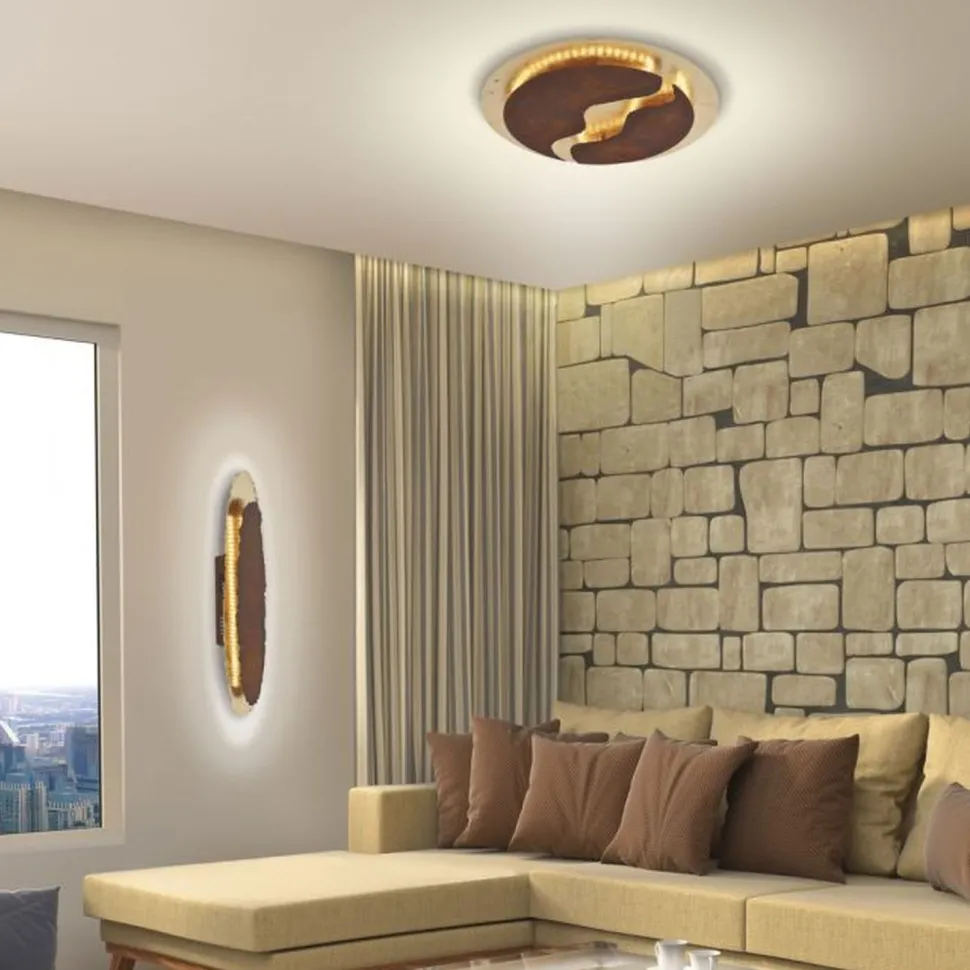 LED Deckenleuchte dimmbar Rostbraun Gold Ø50 cm 3000 K