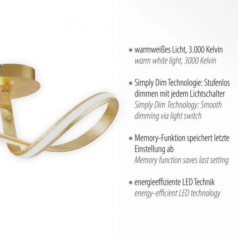 LED Deckenleuchte dimmbar Metall in Gold 2050 lm Modern