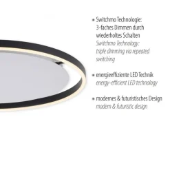 LED Deckenleuchte dimmbar Anthrazit Ø58,5 cm 3650 lm