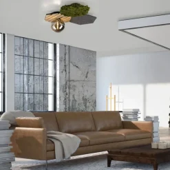 LED Deckenleuchte Filz Eiche Moos Rauchglas G9 blendarm