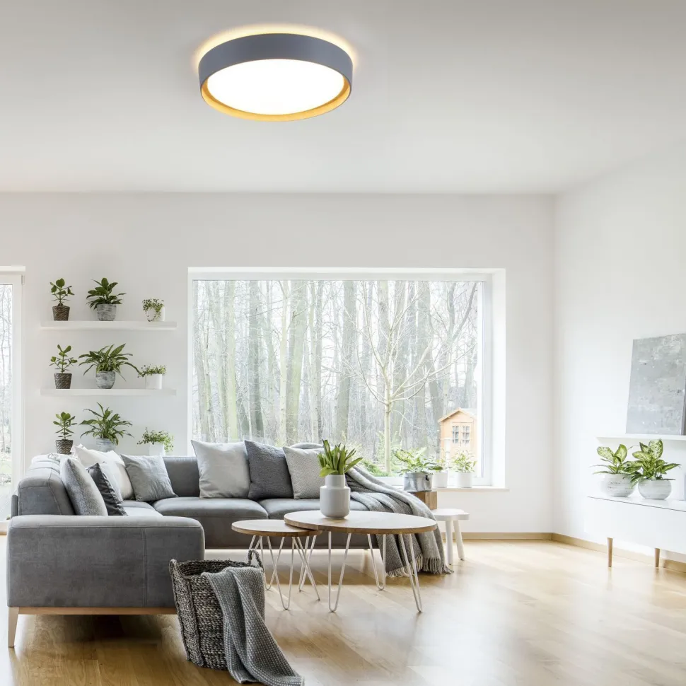 LED Deckenleuchte Grau Natur Ø40 cm 3400 lm dimmbar