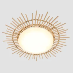 LED Deckenleuchte Holz Kunststoff in Natur Weiß Ø50 cm