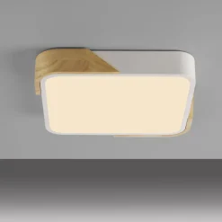 LED Deckenleuchte Holz L:32 cm Weiß Natur 3000 K