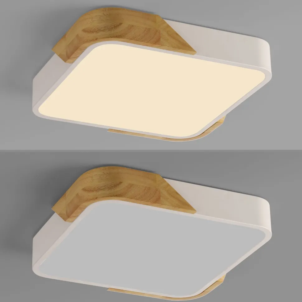 LED Deckenleuchte Holz L:32 cm Weiß Natur 3000 K