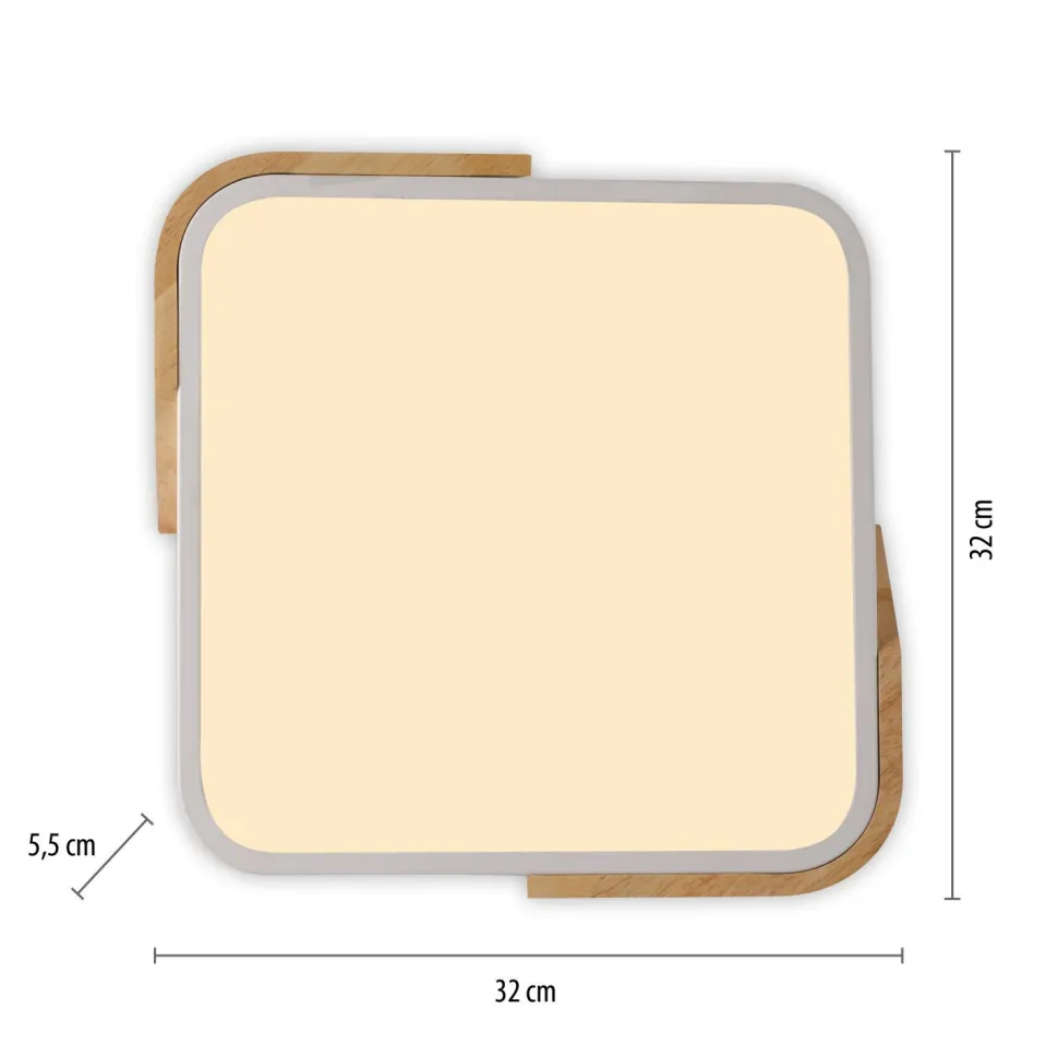 LED Deckenleuchte Holz L:32 cm Weiß Natur 3000 K